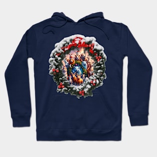 Christmas Snow Animals Wreath Hoodie